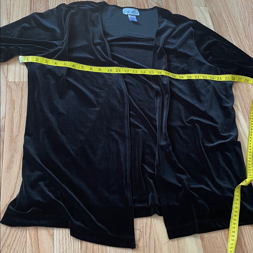 Carolyn Strauss Collection 2 in 1 Cardigan Top Womens 2X Black Velvet Mature - Picture 5 of 9